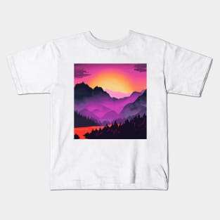 Pink purple fairytale forest Kids T-Shirt